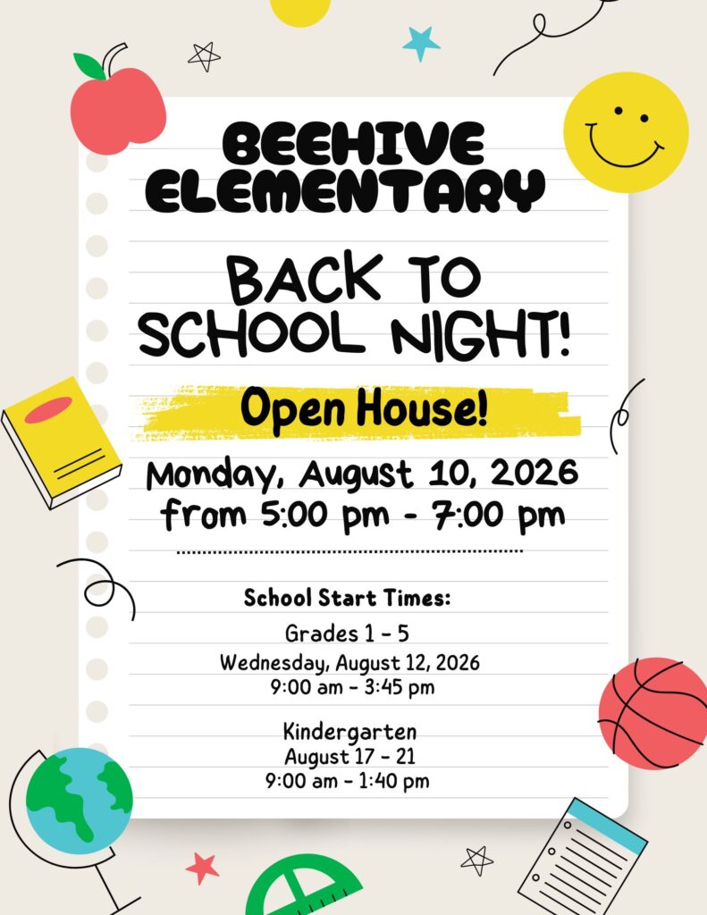 Beehive Elementary Back to School Night flyer