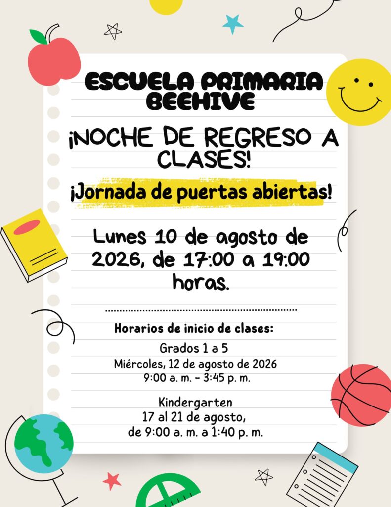 Beehive Elementary Back to School Night flyer (Spanish)