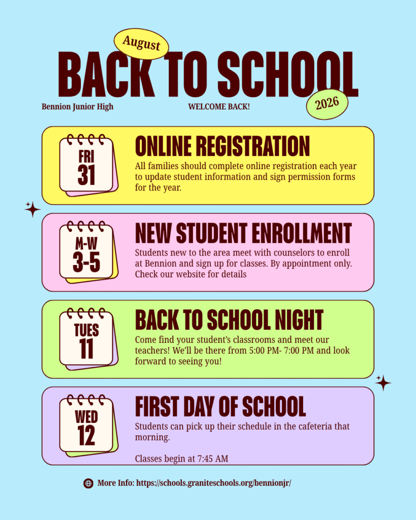 Bennion Junior High back-to-school flyer