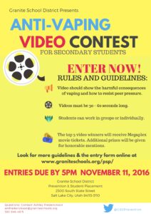 GSD Anti-vaping Video Contest Poster