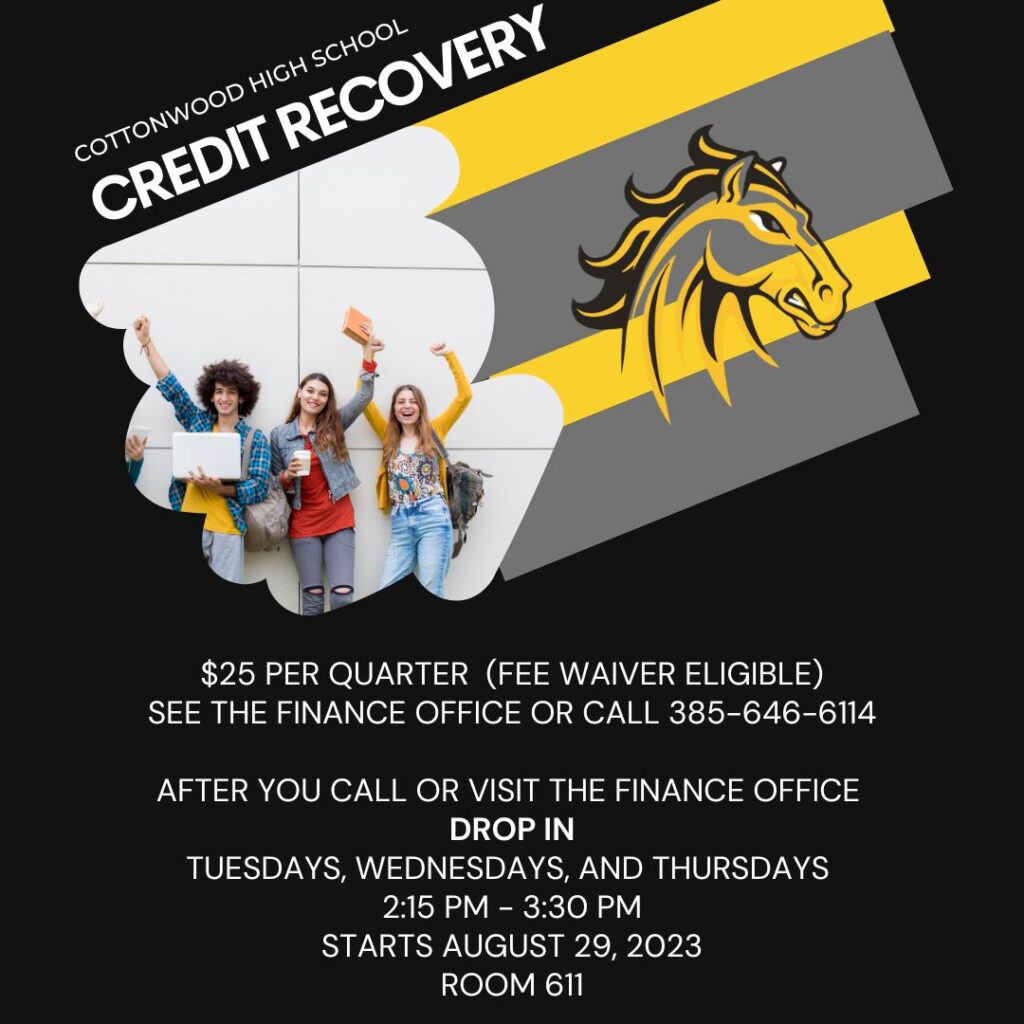Flyer about credit recovery hours and directions as noted in the text.  
