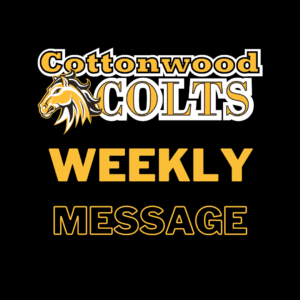 Image with text "Colts Weekly Message"