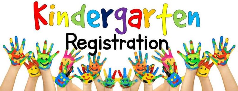 Kindergarten Registration with children's hands painted with smiling faces.