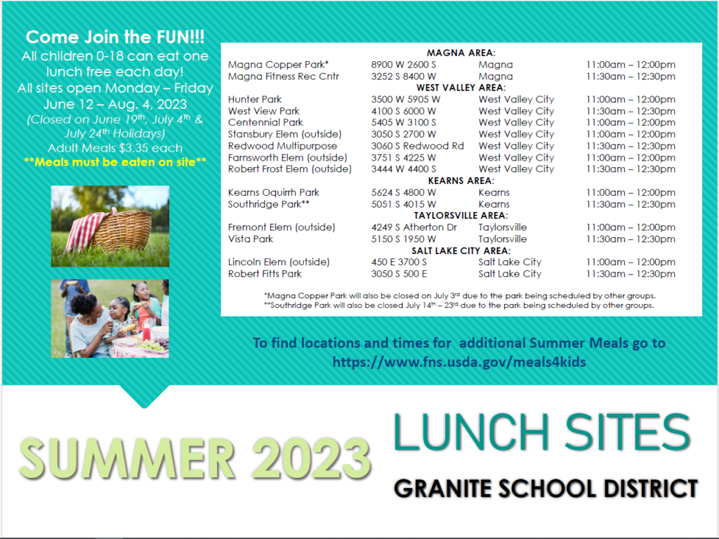 Summer lunch sites flyer