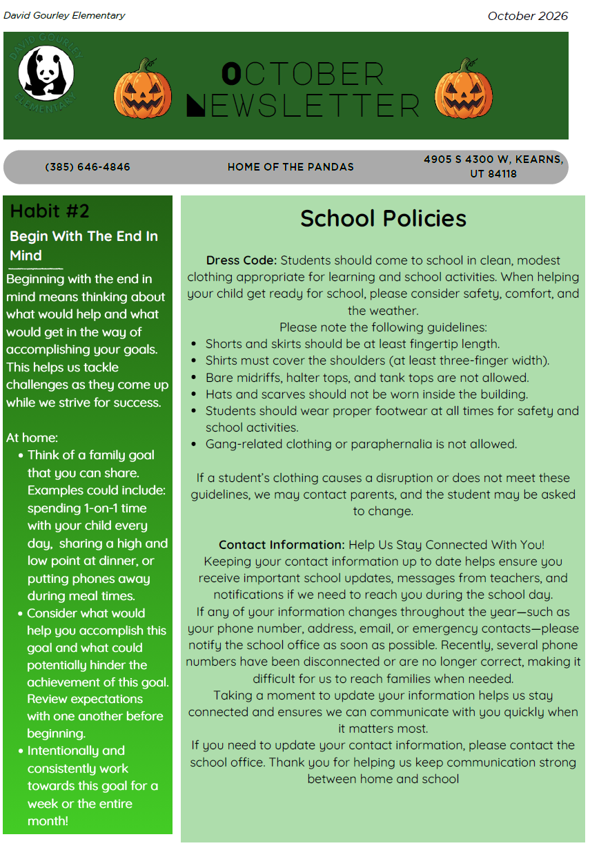 Newsletter page 1 in English