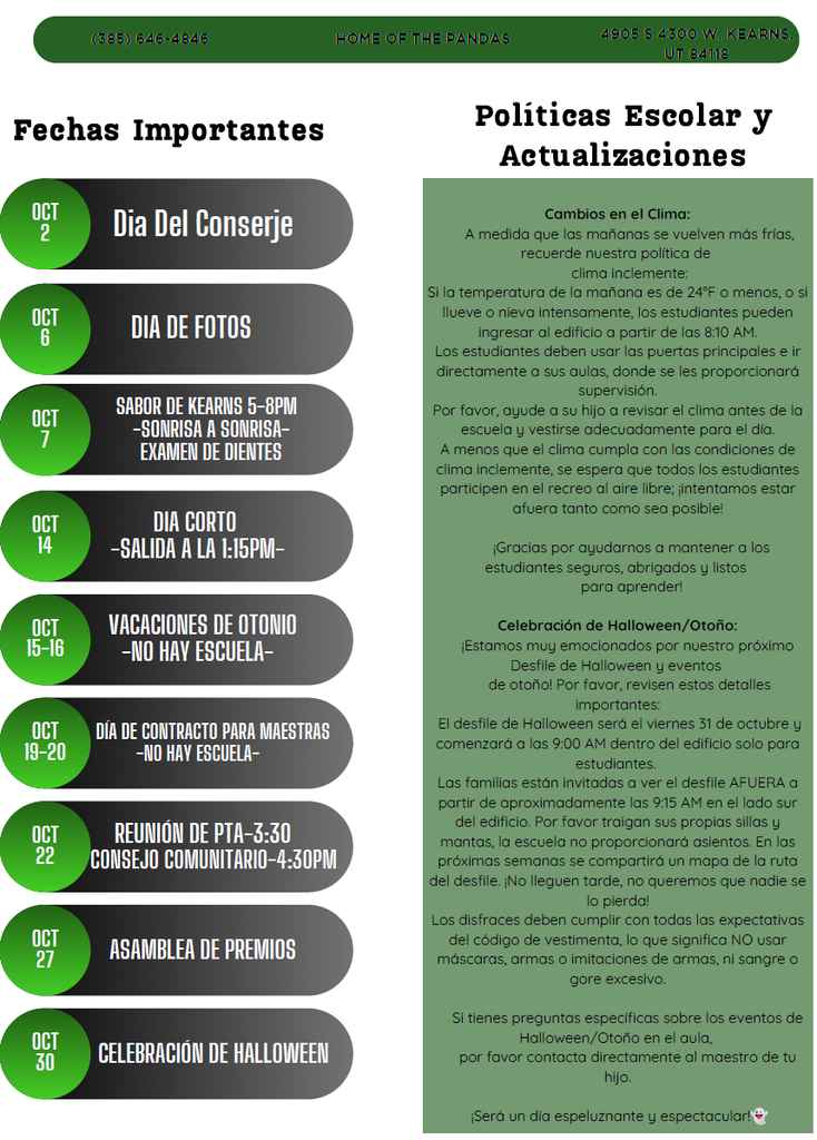 Newsletter page 2 in Spanish