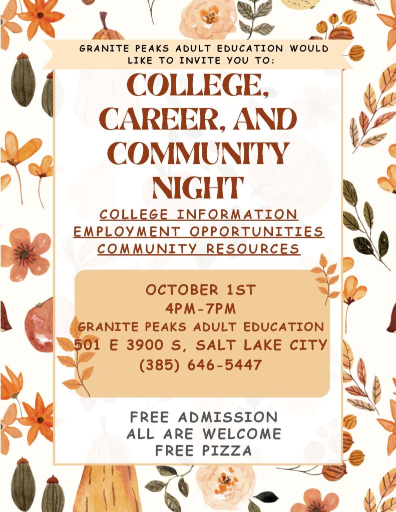 College, Career, and Community Night Information Fall, October 1st, 2026