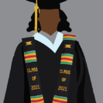 Graduate wearing commencement cords and stole