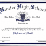 Hunter High School Diploma of Merit certificate