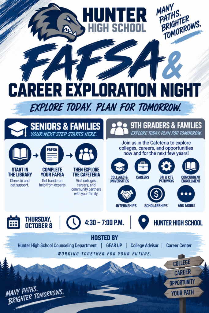 Hunter FAFSA and Career Exploration night information
