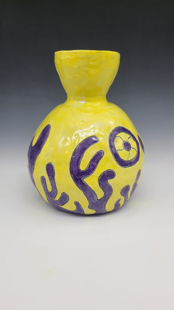 yellow and purple vase