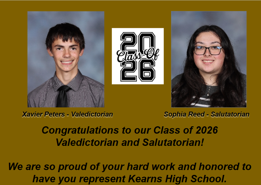 Valedictorian Xavier Peters and salutatorian Sophia Reed, Class of 2026
