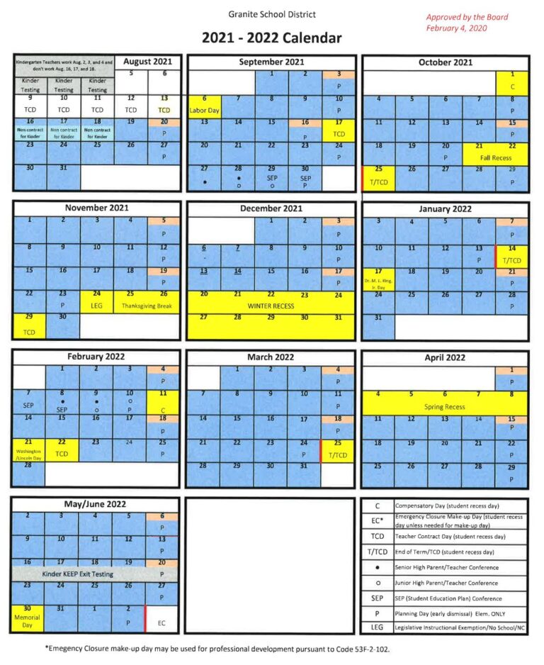 District Calendar 2021-22