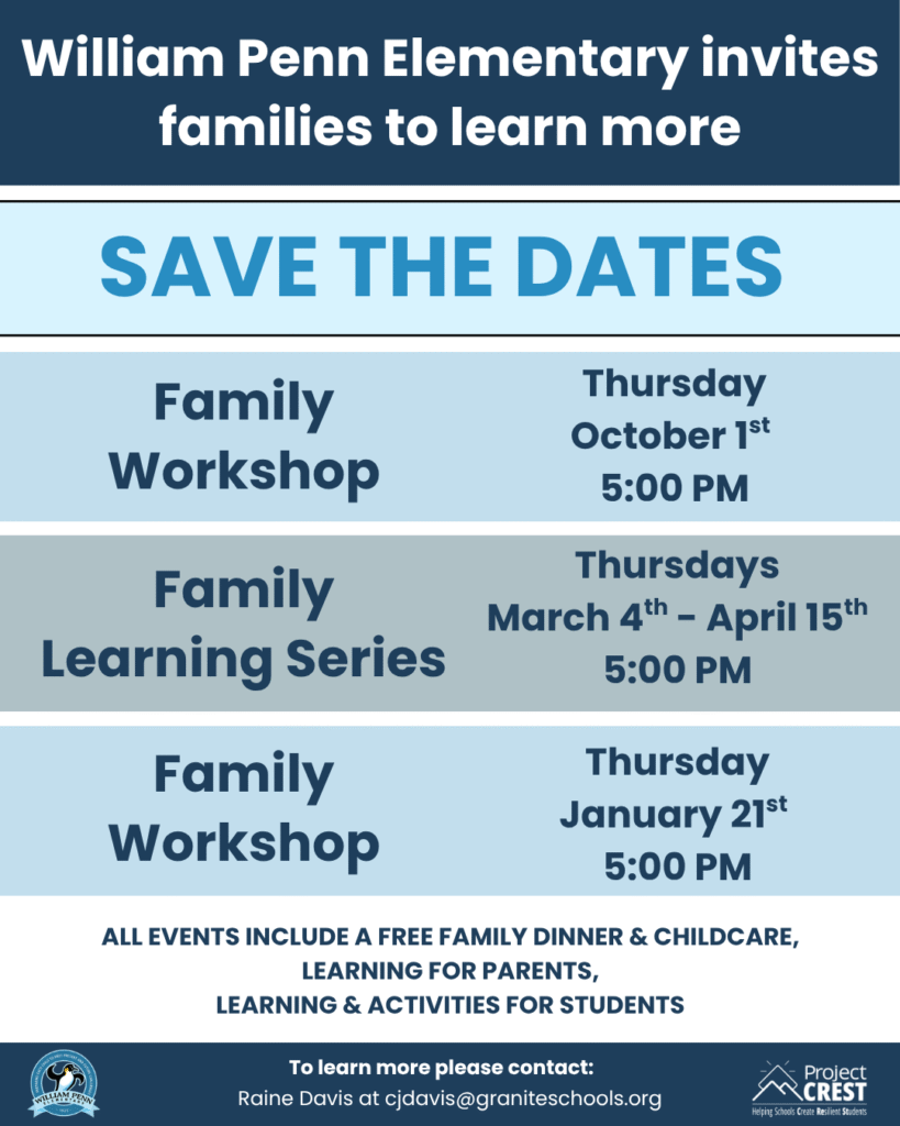 Save-the-dates family workshops flyer