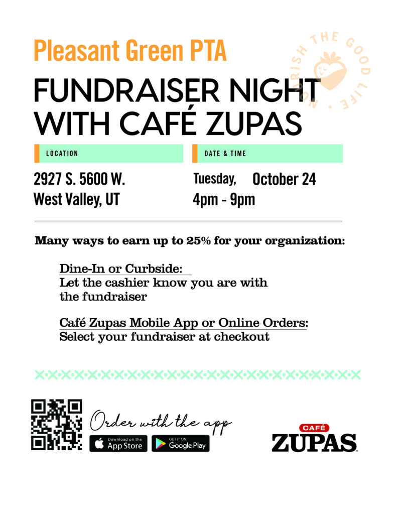 PTA Fundraiser Night with Cafe Zupa's  October 24th from 4 pm -9pm 