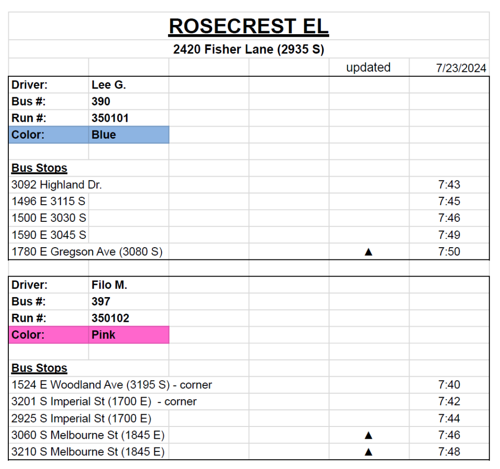 Bus Schedule