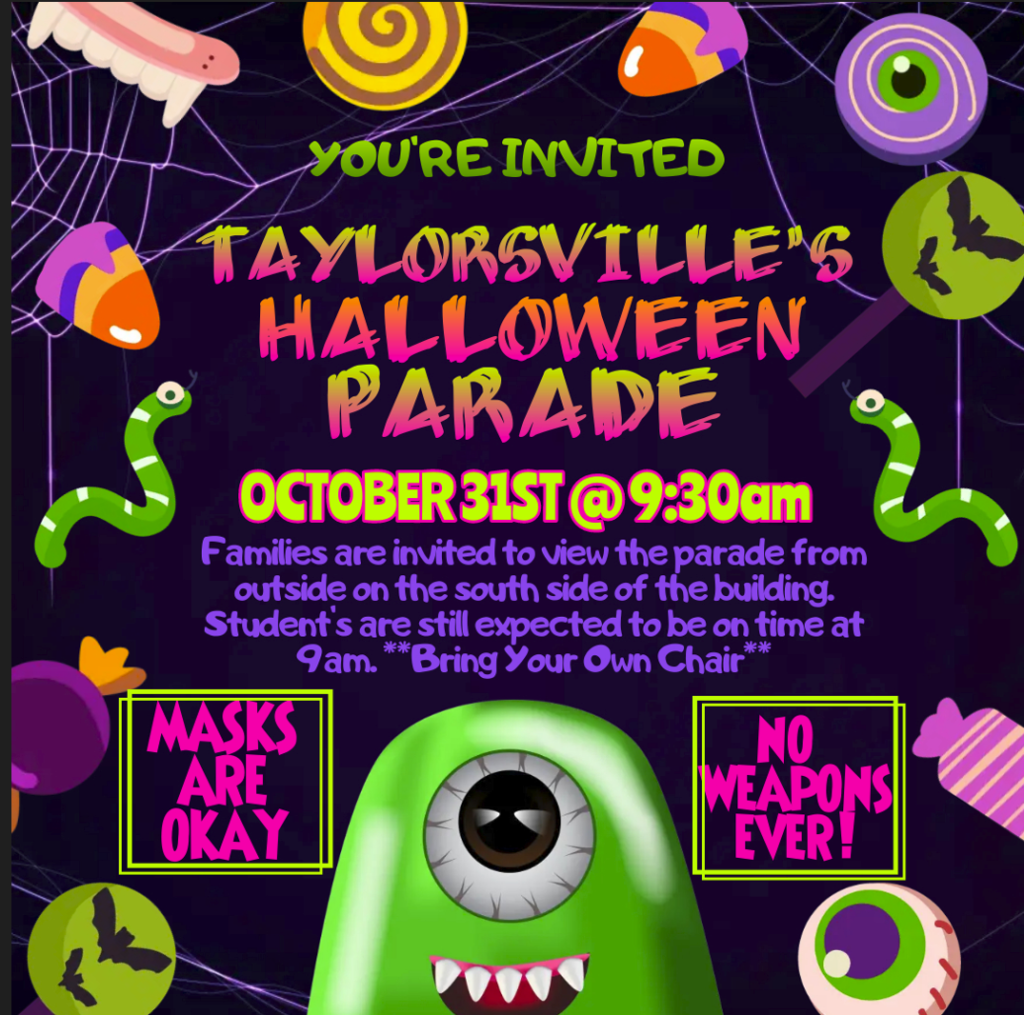 Halloween Parade Flier with date and time.