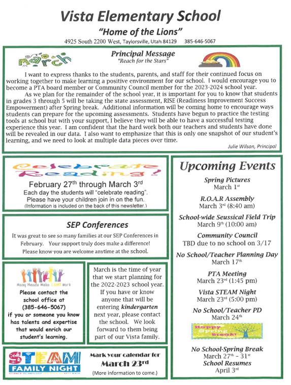 Image of March Newsletter