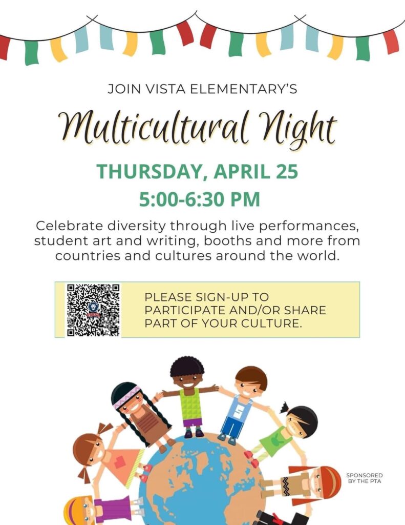 flier for Vista's multicultural night