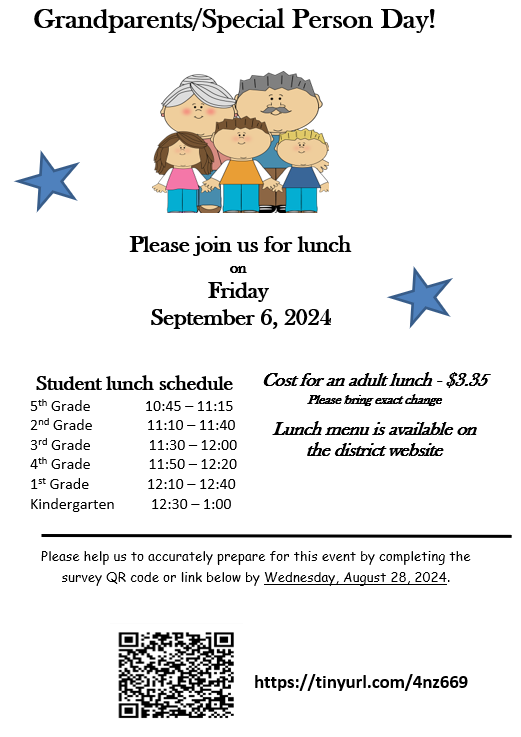 Flier for Granparents Day English