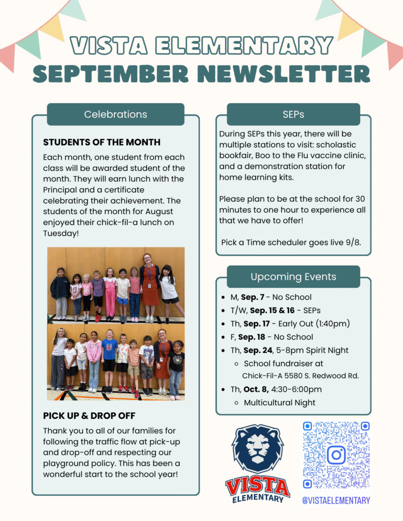 Vista September 2026 Newsletter discussing upcoming events and celebrations (PNG)