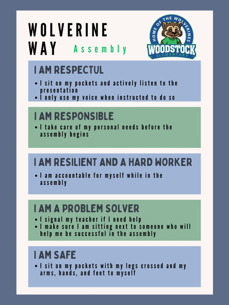 Wolverine Way assembly expectations poster